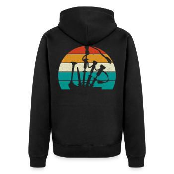 Dudelsack Retro Schottland Kilt Schotte - Unisex Premium Bio Zip Hoodie - Schwarz - Hinten - Nico (187cm)
