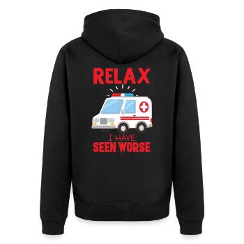Ambulance saying paramedic emergency - Unisex Premium Organic Zip Hoodie - black - Back - Nico (187cm)