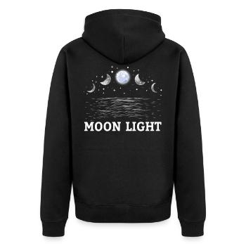 Mondlicht Mondphasen Astrologie Mond - Unisex Premium Bio Zip Hoodie - Schwarz - Hinten - Nico (187cm)