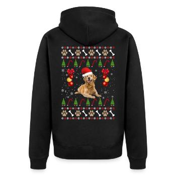 Idée cadeau de chandail de chien de Noël laid - Veste à capuche bio Premium Unisexe - noir - Dos - Nico (187cm)