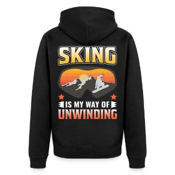 Skifahren Schnee Berge Snowboarding Ski - Unisex Premium Bio Zip Hoodie - Schwarz - Hinten - Nico (187cm)