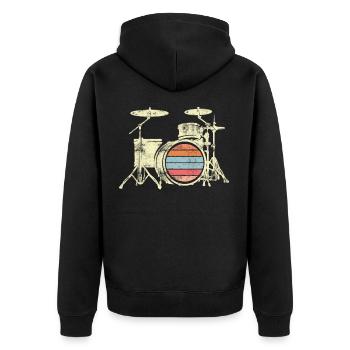Batteur batterie batteur baguettes musique - Veste à capuche bio Premium Unisexe - noir - Dos - Nico (187cm)