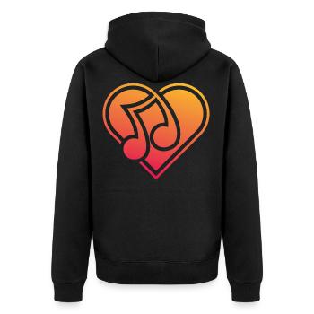 Coeur avec note de musique j'aime la musique - Veste à capuche bio Premium Unisexe - noir - Dos - Nico (187cm)