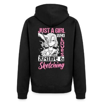 Just A Girl Whos Loves Anime Manga Otaku Dessin - Veste à capuche bio Premium Unisexe - noir - Dos - Nico (187cm)