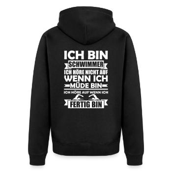 Schwimmer Geschenkidee Geburtstag Hobby Schwimmen - Unisex Premium Bio Zip Hoodie - Schwarz - Hinten - Nico (187cm)