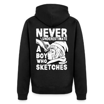 Garçon ne sous-estime jamais le dessin de manga Anime - Veste à capuche bio Premium Unisexe - noir - Dos - Nico (187cm)