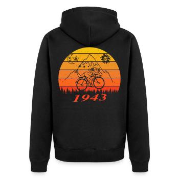 Zauberwald Hofmann 1943 GOA - Unisex Premium Bio Zip Hoodie - Schwarz - Hinten - Nico (187cm)