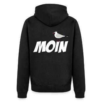 Moin Norden Anker Möwe Hafen Kiel - Unisex Premium Bio Zip Hoodie - Schwarz - Hinten - Nico (187cm)