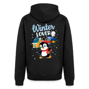 Hiver amour Noël Neige Pingouin - Veste à capuche bio Premium Unisexe - noir - Dos - Nico (187cm)