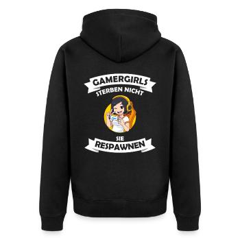 Gamer Girl Geburtstagsgeschenk - Unisex Premium Bio Zip Hoodie - Schwarz - Hinten - Nico (187cm)