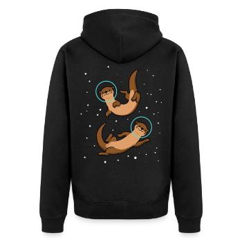 Otter Astronaut Gift Space Fan Kids Otter - Unisex Premium Organic Zip Hoodie - black - Back - Nico (187cm)