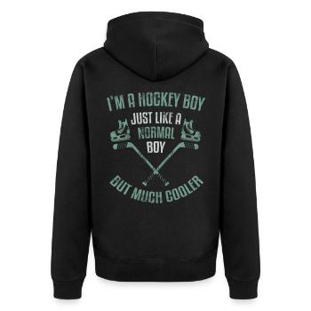 Hockey Boy Eishockey Jungen Wintersport - Unisex Premium Bio Zip Hoodie - Schwarz - Hinten - Nico (187cm)