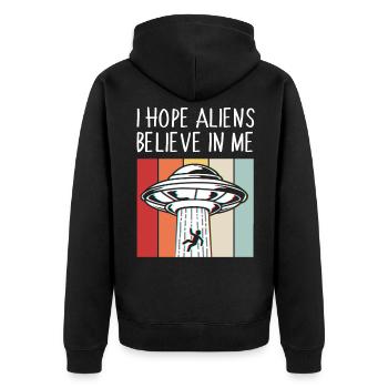 Alien - Unisex Premium Organic Zip Hoodie - black - Back - Nico (187cm)