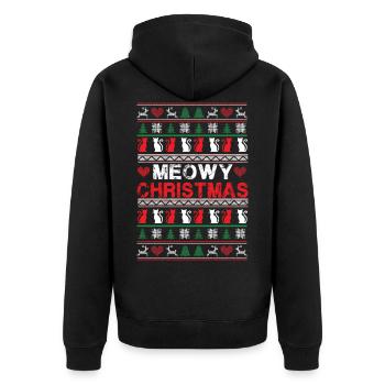 Meowy Christmas cats Christmas - Unisex Premium Organic Zip Hoodie - black - Back - Nico (187cm)