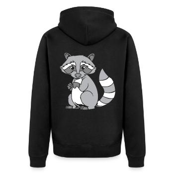 racoon - Unisex Premium Organic Zip Hoodie - black - Back - Nico (187cm)