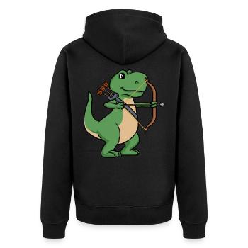 Dinosaurier Bogenschießen Sport Pfeil Und Bogen - Unisex Premium Bio Zip Hoodie - Schwarz - Hinten - Nico (187cm)