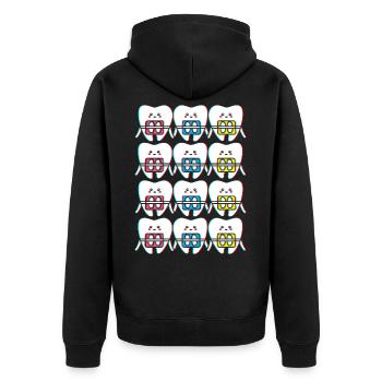 Zahnspange Zahnarzt Zahnärztin - Unisex Premium Bio Zip Hoodie - Schwarz - Hinten - Nico (187cm)