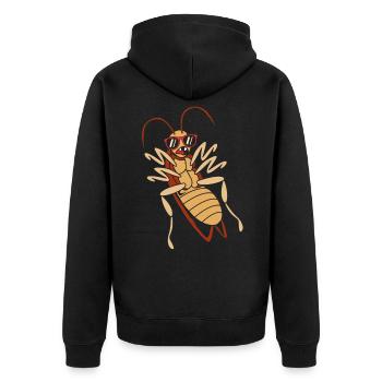 Kakerlake - Unisex Premium Bio Zip Hoodie - Schwarz - Hinten - Nico (187cm)
