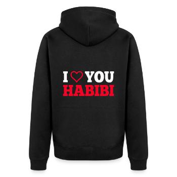 Habibi love sweetheart arabic gift - Unisex Premium Organic Zip Hoodie - black - Back - Nico (187cm)