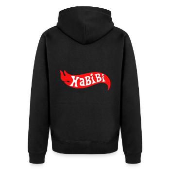 Habibi Schatz Liebe Liebling - Unisex Premium Bio Zip Hoodie - Schwarz - Hinten - Nico (187cm)