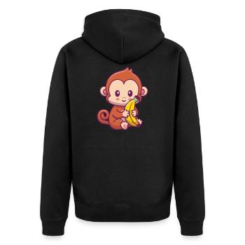 Baby monkey banana cute monkey - Unisex Premium Organic Zip Hoodie - black - Back - Nico (187cm)