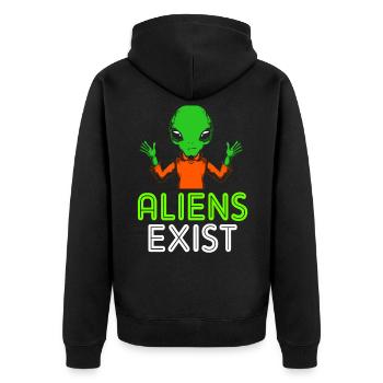 Alien - Unisex Premium Bio Zip Hoodie - Schwarz - Hinten - Nico (187cm)