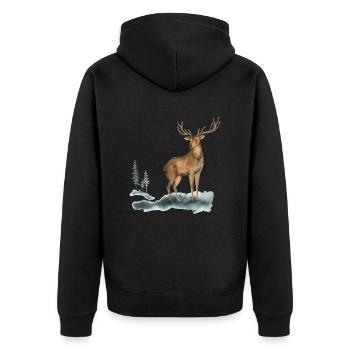 Cerf Art Forêt Forêt-Noire - Veste à capuche bio Premium Unisexe - noir - Dos - Nico (187cm)