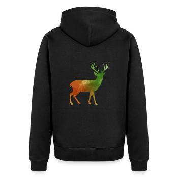 Cerf animal de la forêt forêt noire bois - Veste à capuche bio Premium Unisexe - noir - Dos - Nico (187cm)