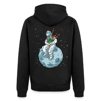 Dudelsack Shirt Astronaut Sackpfeife Dudelsack - Unisex Premium Bio Zip Hoodie - Schwarz - Hinten - Nico (187cm)