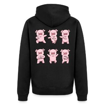 Schwein Shirt Schwein Geschenk Männer Schwein - Unisex Premium Bio Zip Hoodie - Schwarz - Hinten - Nico (187cm)