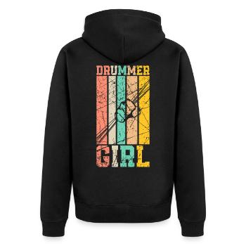 Drums women - Unisex Premium Organic Zip Hoodie - black - Back - Nico (187cm)