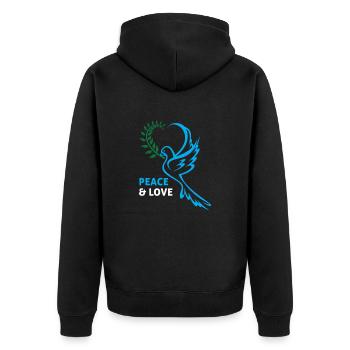 Peace and Love Peacebird - Unisex Premium Organic Zip Hoodie - black - Back - Nico (187cm)