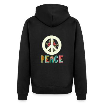 Paix rétro symbole paix paix symbole - Veste à capuche bio Premium Unisexe - noir - Dos - Nico (187cm)