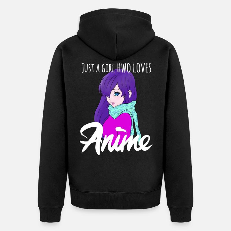 Juste une fille qui aime les cadeaux d'anime pour les adolescentes - Veste à capuche bio Premium Unisexe - noir