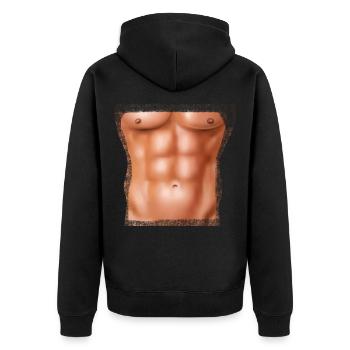 Sixpack Muscle Belly Washboard Abs Adonis - Unisex Premium Organic Zip Hoodie - black - Back - Nico (187cm)