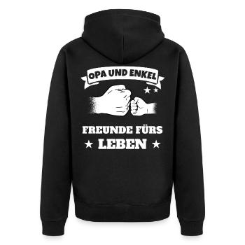Opa Enkel Partnerlook Geschenk - Unisex Premium Bio Zip Hoodie - Schwarz - Hinten - Nico (187cm)