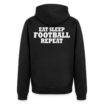 Football - Unisex Premium Organic Zip Hoodie - black - Back - Nico (187cm)