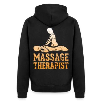 Massage therapist massage therapy - Unisex Premium Organic Zip Hoodie - black - Back - Nico (187cm)