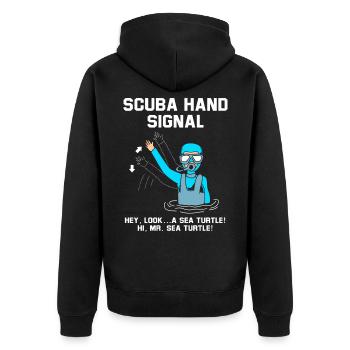 Diver Hand sign Scuba Diving - Unisex Premium Organic Zip Hoodie - black - Back - Nico (187cm)