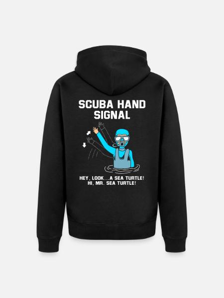 Diver Hand sign Scuba Diving - Unisex Premium Organic Zip Hoodie - black