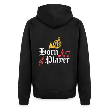 Cor joueur musicien concert laiton musique - Veste à capuche bio Premium Unisexe - noir - Dos - Nico (187cm)