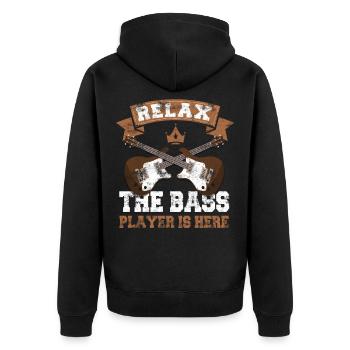 Lustige Gitarrenmusik Bass Spieler - Unisex Premium Bio Zip Hoodie - Schwarz - Hinten - Nico (187cm)