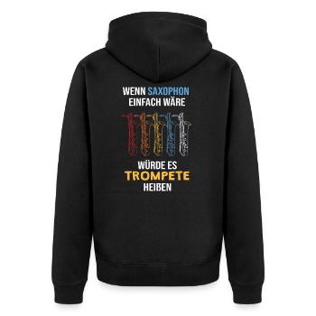 Saxophon, Musik, Musiker, Saxophonist Geschenk - Unisex Premium Bio Zip Hoodie - Schwarz - Hinten - Nico (187cm)