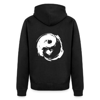Tai Chi Yin Yang Sport Kampfsport Judo - Unisex Premium Bio Zip Hoodie - Schwarz - Hinten - Nico (187cm)
