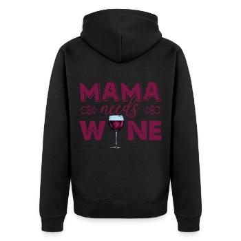 Wine Mama Red Wine Wine Glass Wine Love - Unisex Premium Organic Zip Hoodie - black - Back - Nico (187cm)