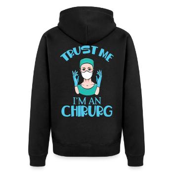 Surgeon Doctor Hospital Operation Surgery - Unisex Premium Organic Zip Hoodie - black - Back - Nico (187cm)