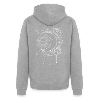 Boho moon - Unisex Premium Organic Zip Hoodie - heather grey - Back - Nico (187cm)