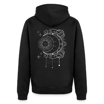 Boho moon - Unisex Premium Bio Zip Hoodie - Schwarz - Hinten - Nico (187cm)