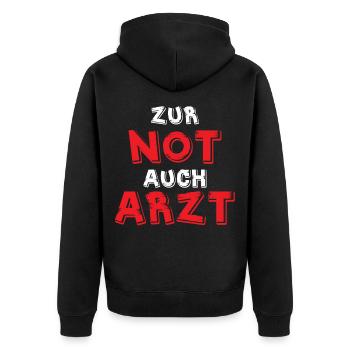 Notarzt Sanitäter Arzt Krankenwagen Ersthelfer - Unisex Premium Bio Zip Hoodie - Schwarz - Hinten - Nico (187cm)