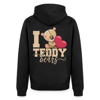 Teddybären Love süßer Teddy Bär Bären - Unisex Premium Bio Zip Hoodie - Schwarz - Hinten - Nico (187cm)